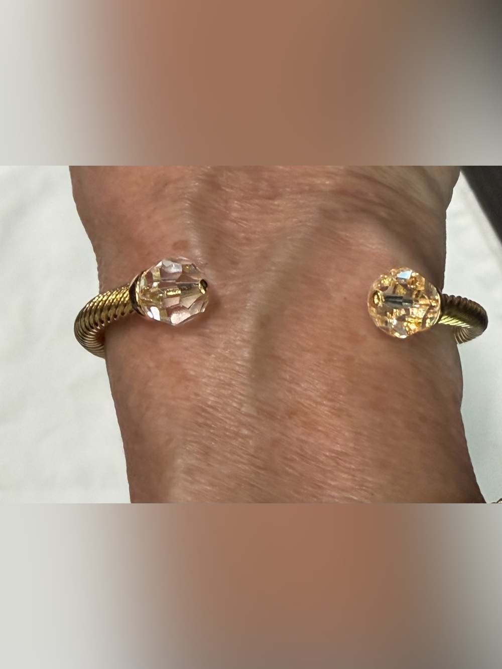 Touchstone Crystal by Swarovski Gold Tone Twisted Cable Cuff Bracelet, NWOT